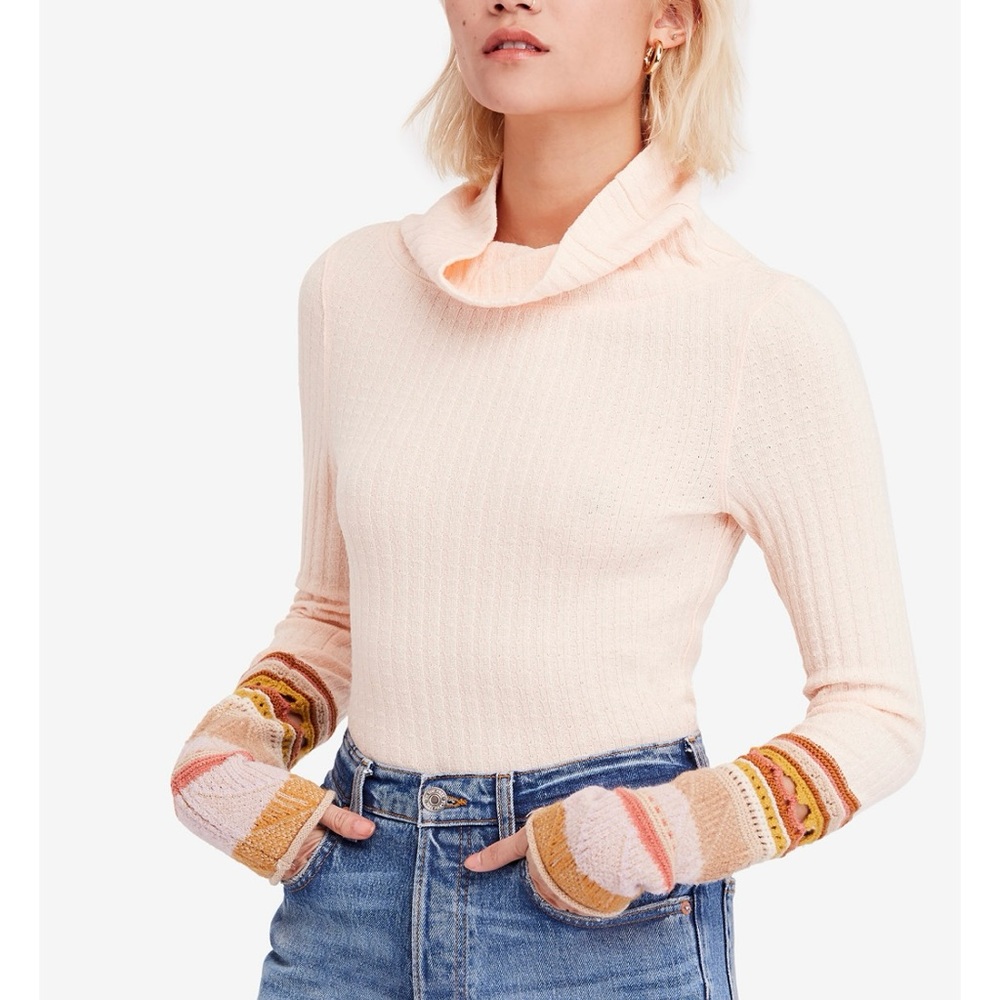 Free People Cream Cowl Neck Sweater